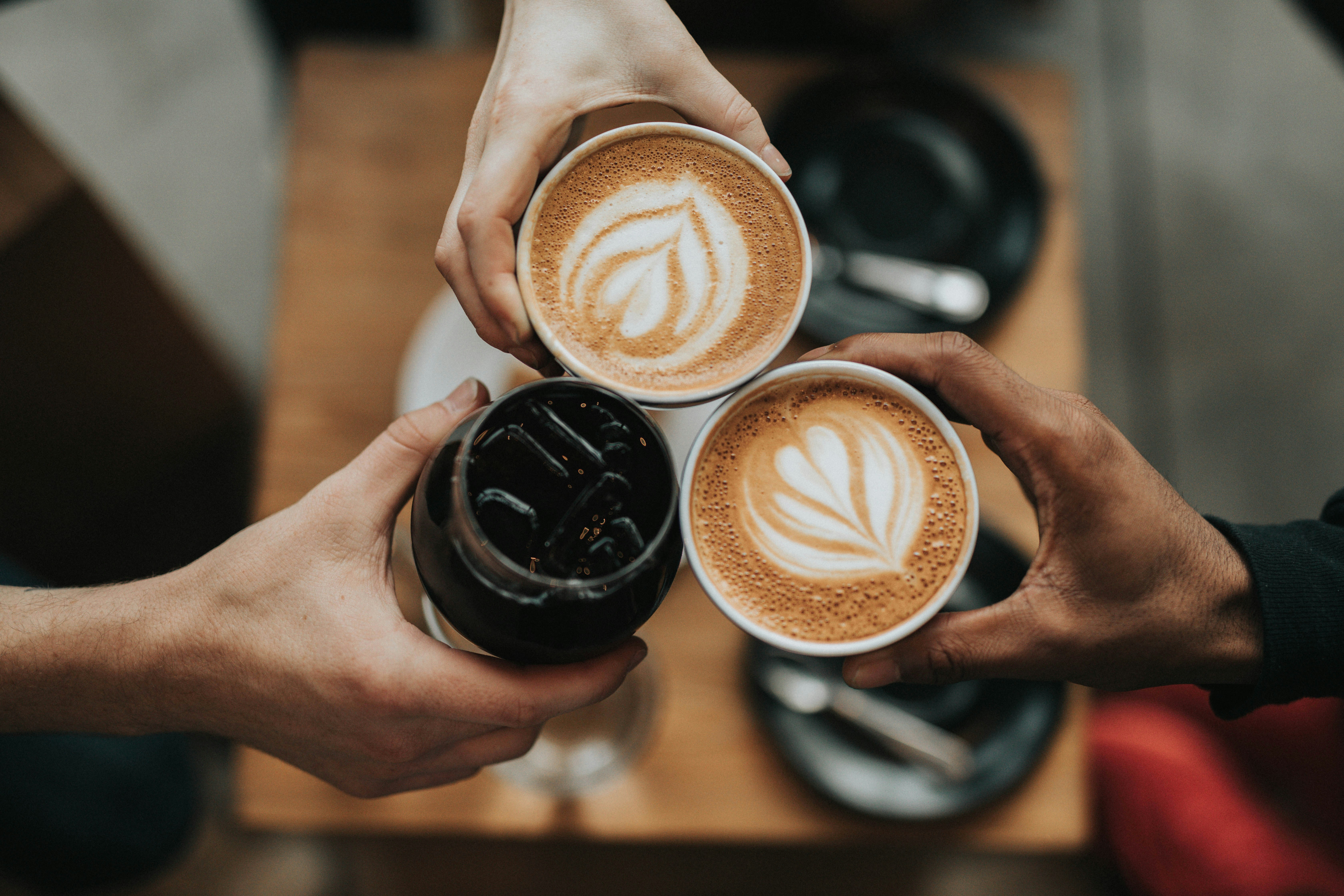 Latte art et grains de café